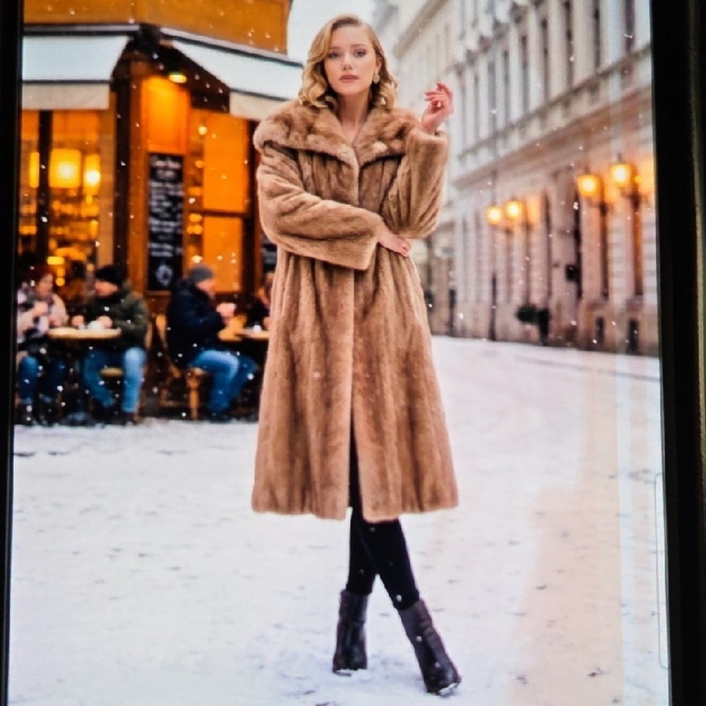 A VINTAGE BLONDA COAT WITH SATIN LINING AND WIDE COLLAR